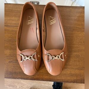 AEROSOLES Women's Brown Loafers with Gold Accents